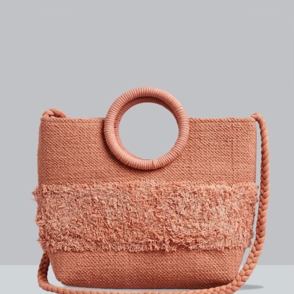 NWT Nanette Lepore Rust Trendy Woven Ring Tote Bag - Picture 6 of 7